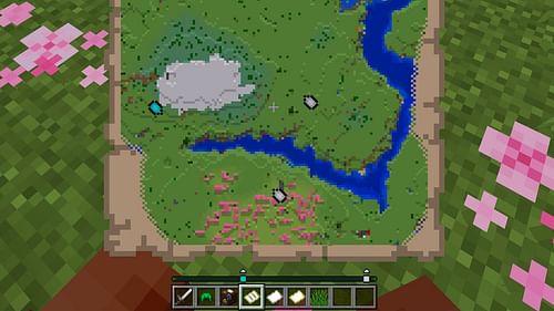 Banners can be seen on the map in Minecraft (Image via Mojang Studios)