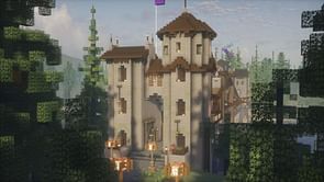 Minecraft player builds a beautiful medieval bridge
