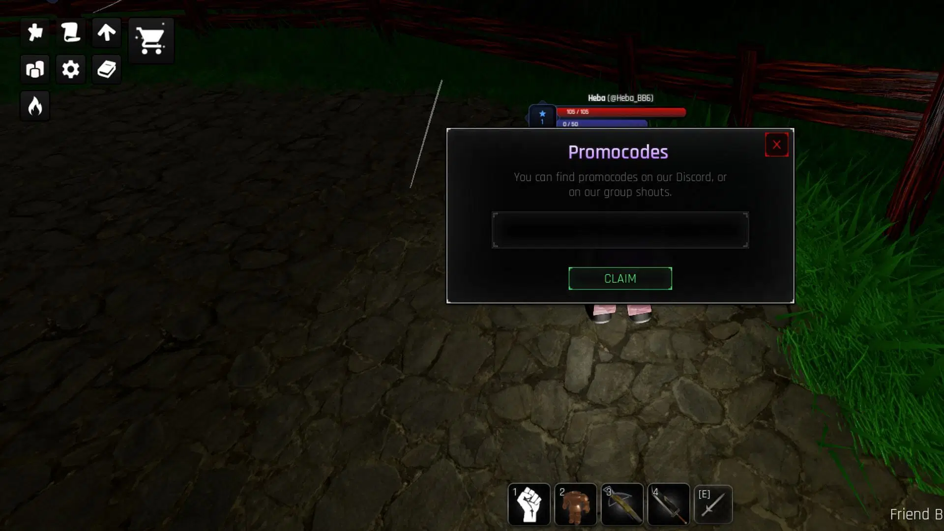 Redeem codes in Depthless RPG (Image via Roblox)