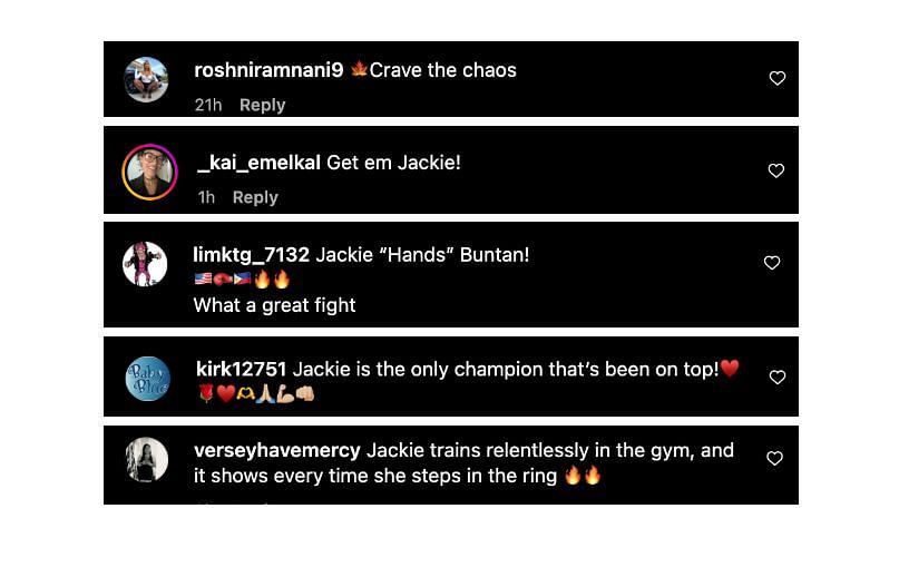 Screenshot of comments. [ONE Championship/Instagram]