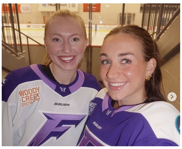 Taylor Heise (right) and Grace Zumwinkle (left) ahead of the Minnesota Frost (via Instagram/@taylorheise9) 