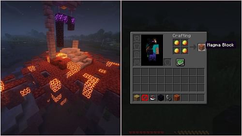 Magma blocks can be found naturally and can also be crafted. (Image via Sportskeeda Gaming || Mojang Studios)