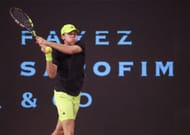 Alex Michelsen hits a backhand in Houston | Image Source: Getty