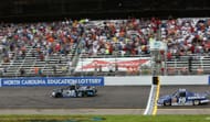 Kyle Larson (30) crossed the line to beat Joey Logano (19) at Rockingham Speedway - Source: Getty