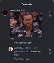 Britt Baker responds to a fan on Instagram (Image credit: Baker's Instagram)