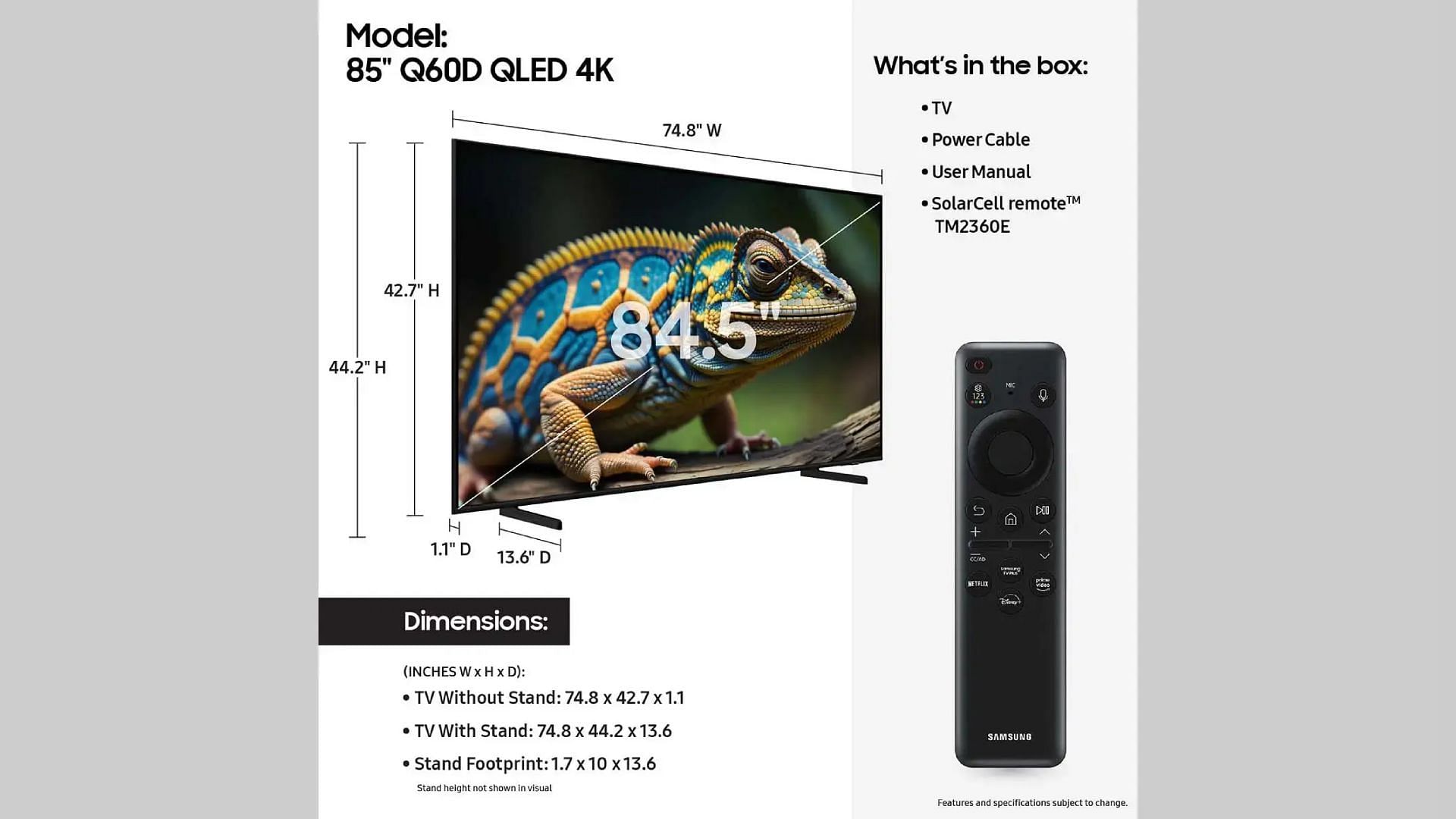 Details of Samsung Q60D QLED 4K (Image via Samsung)