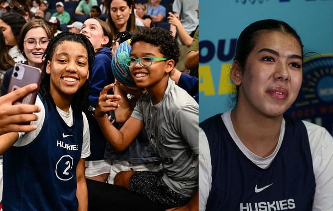 KK Arnold reacts with 1 word to UConn’s highlights from Final Four win vs UCLA