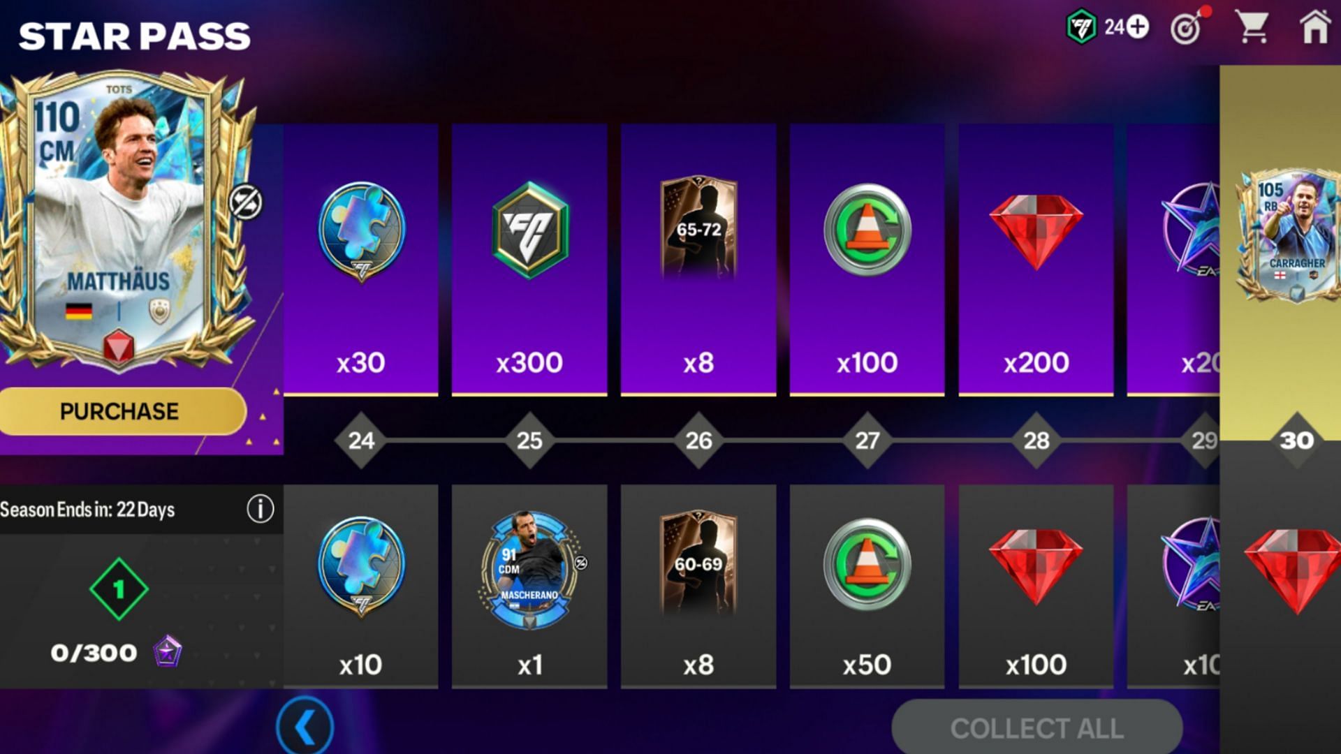 Snippet showing EA FC Mobile TOTS 25 Star Pass rewards (Image via EA Sports)