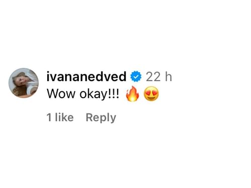 Ivana Nedved’s comment on Instagram