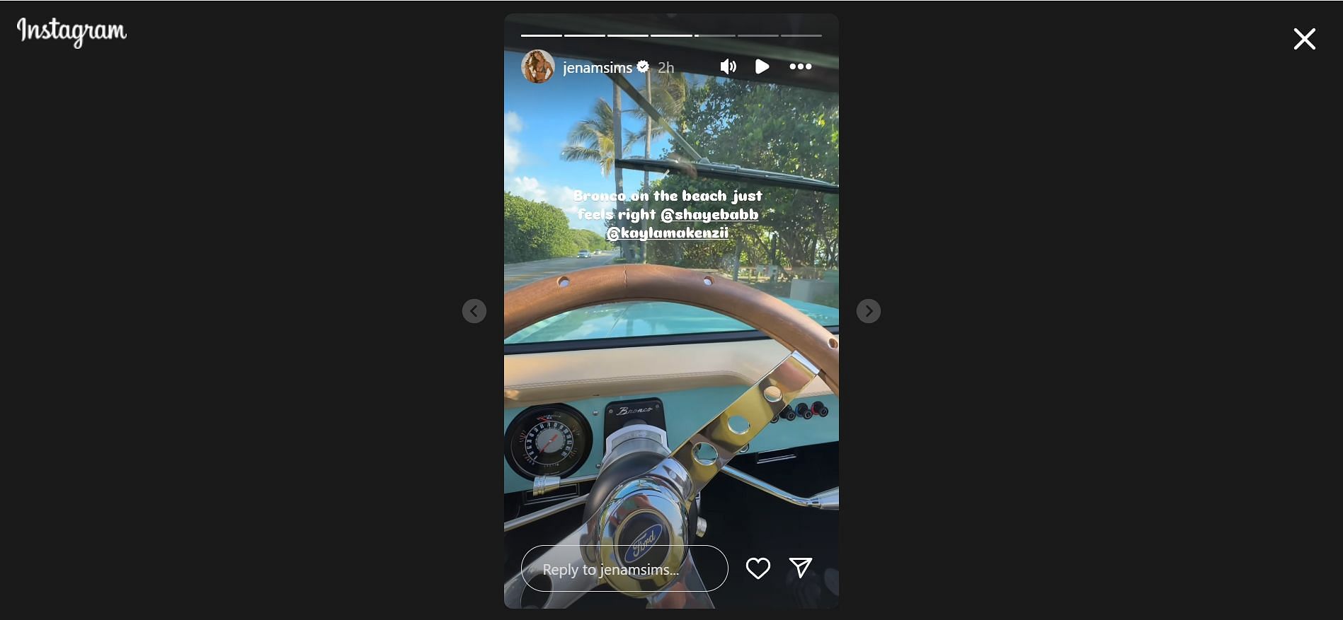 Jena Sims in her car for a photoshoot (Image Via: IG @jenamsims)