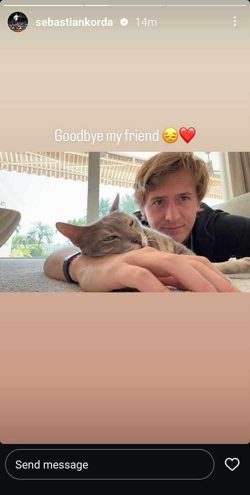 Sebastian Korda bids farewell to his pet cat named after Rafael Nadal (Source: Instagram)