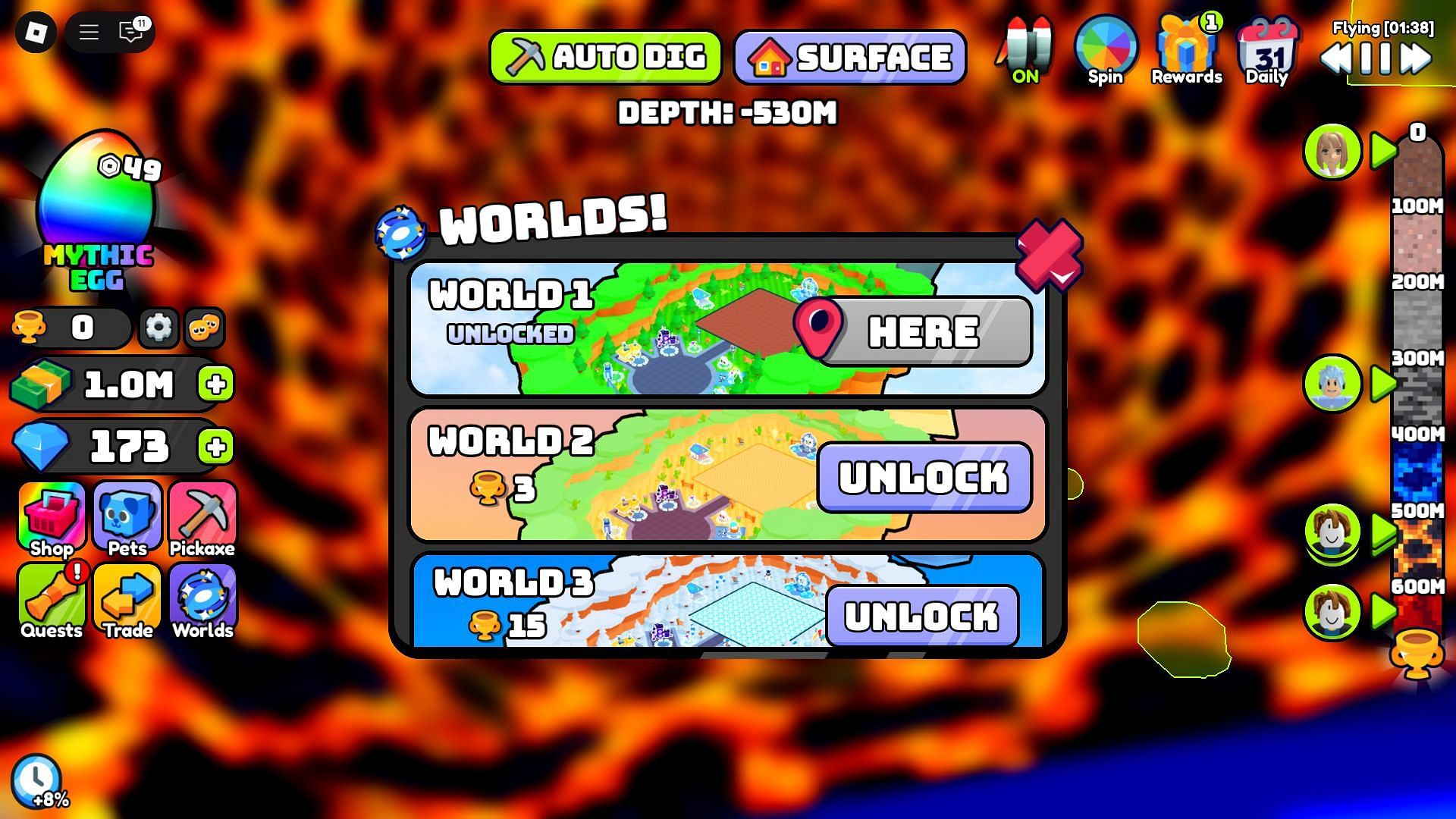 World selection (Image via Roblox)