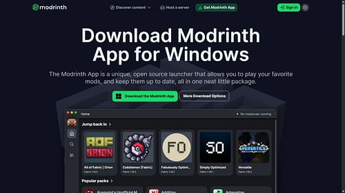 Modrinth App can be downloaded from their official website. (Image via Modrinth)
