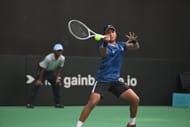Mananchaya Sawangkaew in action at 2025 Billie Jean King Cup