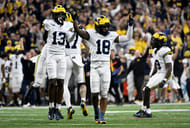 Ja'Den McBurrows (18) was part of Michigan's national title team. - Source: Imagn