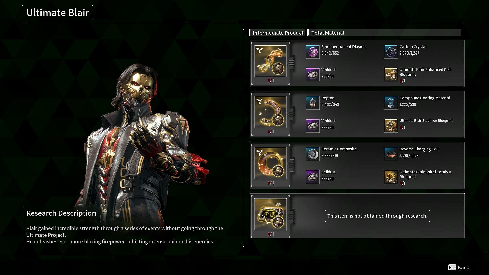 Resources required for the Descendant (Image via Nexon)