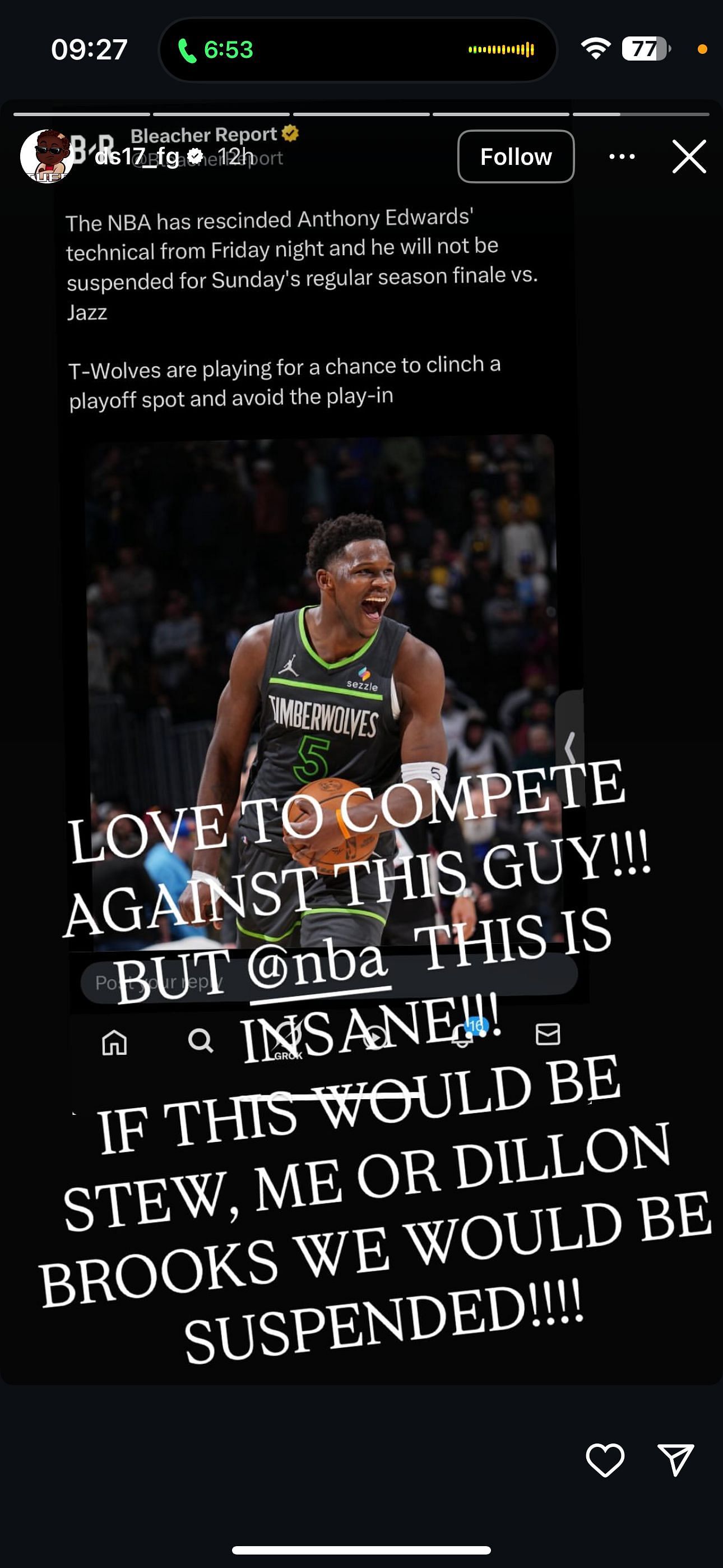 Dennis Schroeder Instagram (image credit: instagram/ds17_fg)