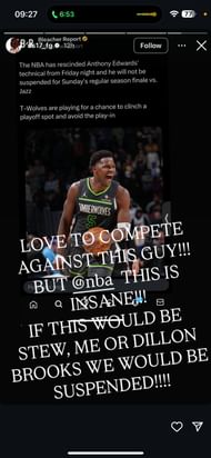 Dennis Schroeder Instagram (image credit: instagram/ds17_fg)