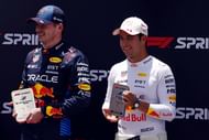 Max Verstappen and Sergio Perez after the F1 Sprint at Miami International Autodrome- Source: Imagn