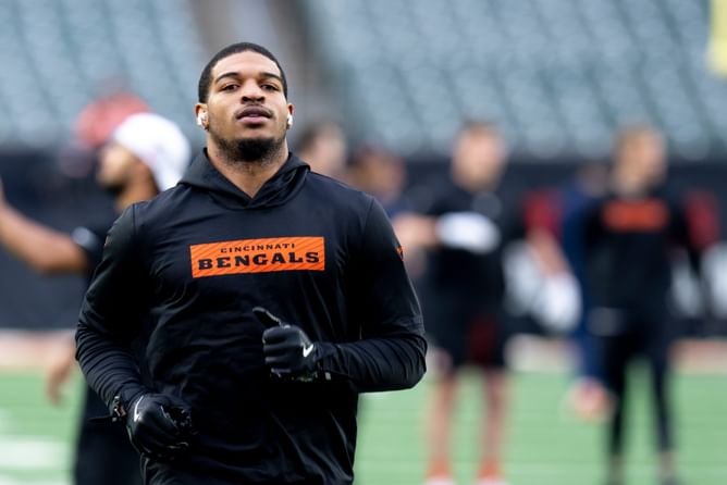 IN PHOTOS: Ja'Marr Chase attends AC Milan's game at San Siro Stadium in Italy