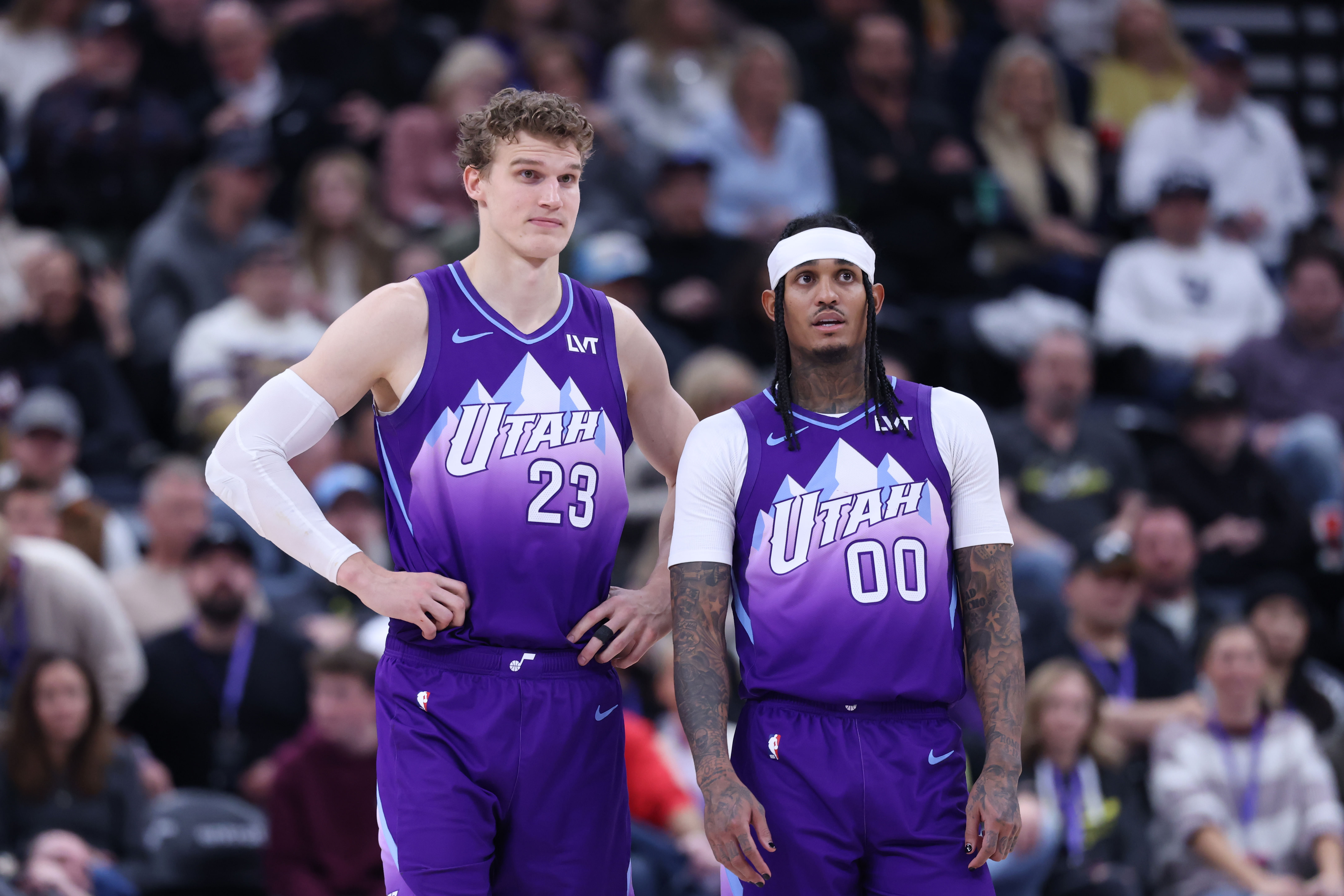 Lauri Markkanen and Jordan Clarkson of the Utah Jazz. (Photo: IMAGN)