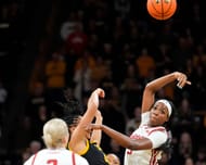 Wisconsin's Serah Williams is a massive star in the transfer portal. (Photo Credit: IMAGN)