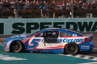 NASCAR Cup Series driver Kyle Larson (5) celebrates after winning the Straight Talk Wireless 400 at Homestead-Miami Speedway. - Source: Imagn