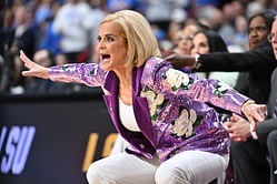 IN PIC: LSU coach Kim Mulkey dons sequined jacket & bell bottoms as she teases interview with Gordon McKernan