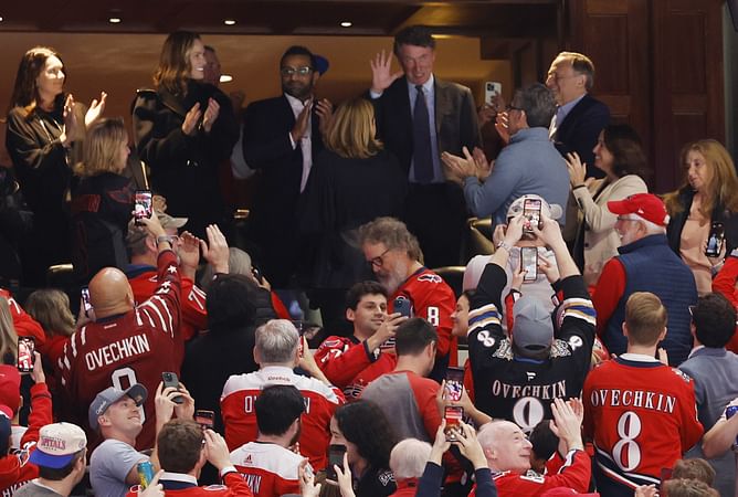 Kash Patel joins Wayne Gretzky in New York to watch Alex Ovechkin break NHL all-time scoring record