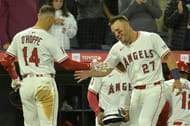 Mike Trout, Logan O'Hoppe - Source: Imagn