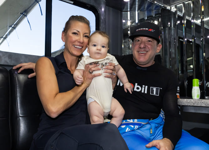 NASCAR legend Tony Stewart’s wife Leah shares precious pre-race moments with son Dominic