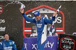 Kyle Larson pays a 2-word tribute to HMS’ deceased ally after Bristol win