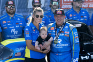 Tony Stewart with his wife and son- Source: Imagn
