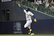 Milwaukee Brewers' Rhys Hoskins is today's top MLB DFS budget pick. - Source: Imagn