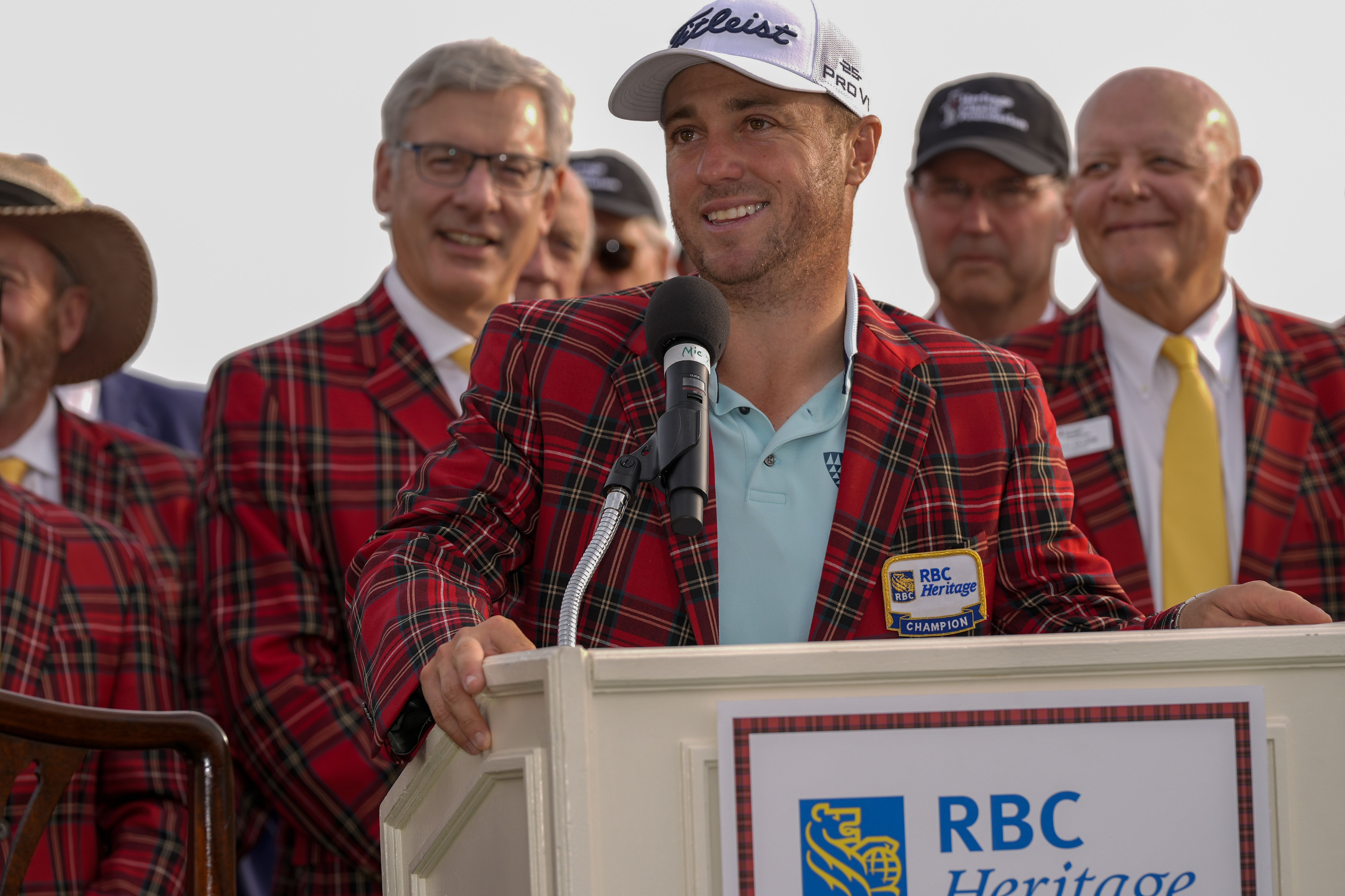 Justin Thomas after winning the 2025 RBC Heritage - Source: Imagn
