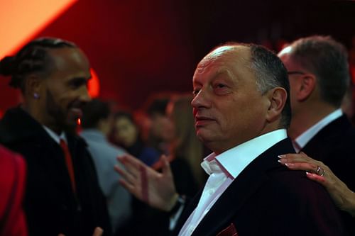 Lewis Hamilton (L) and Frederic Vasseur (R) at the F1 75 Live - Source: Getty