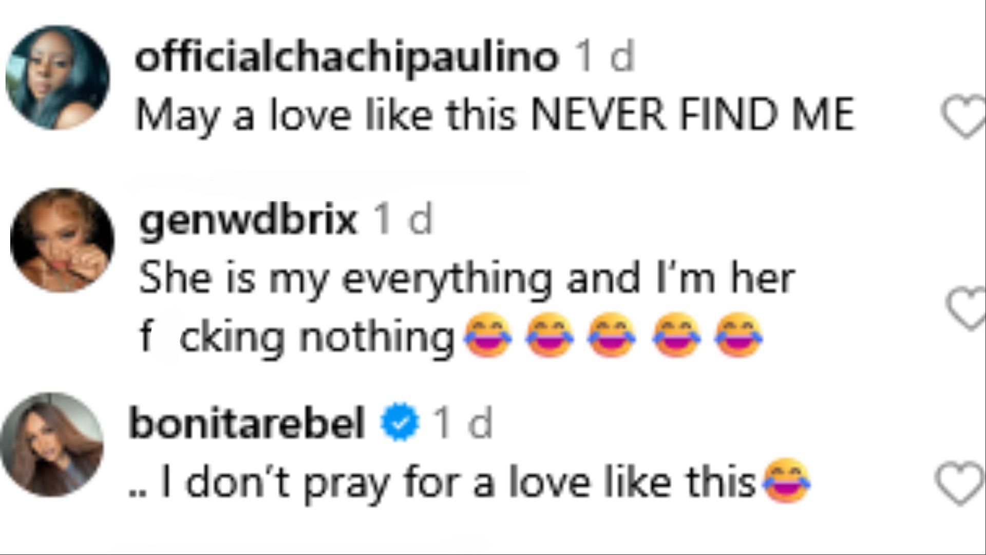 Netizens reacted to the couple&#039;s video (Image via Instagram / @officialchachipaulino / @bonitarebel /@genwdbrix) 