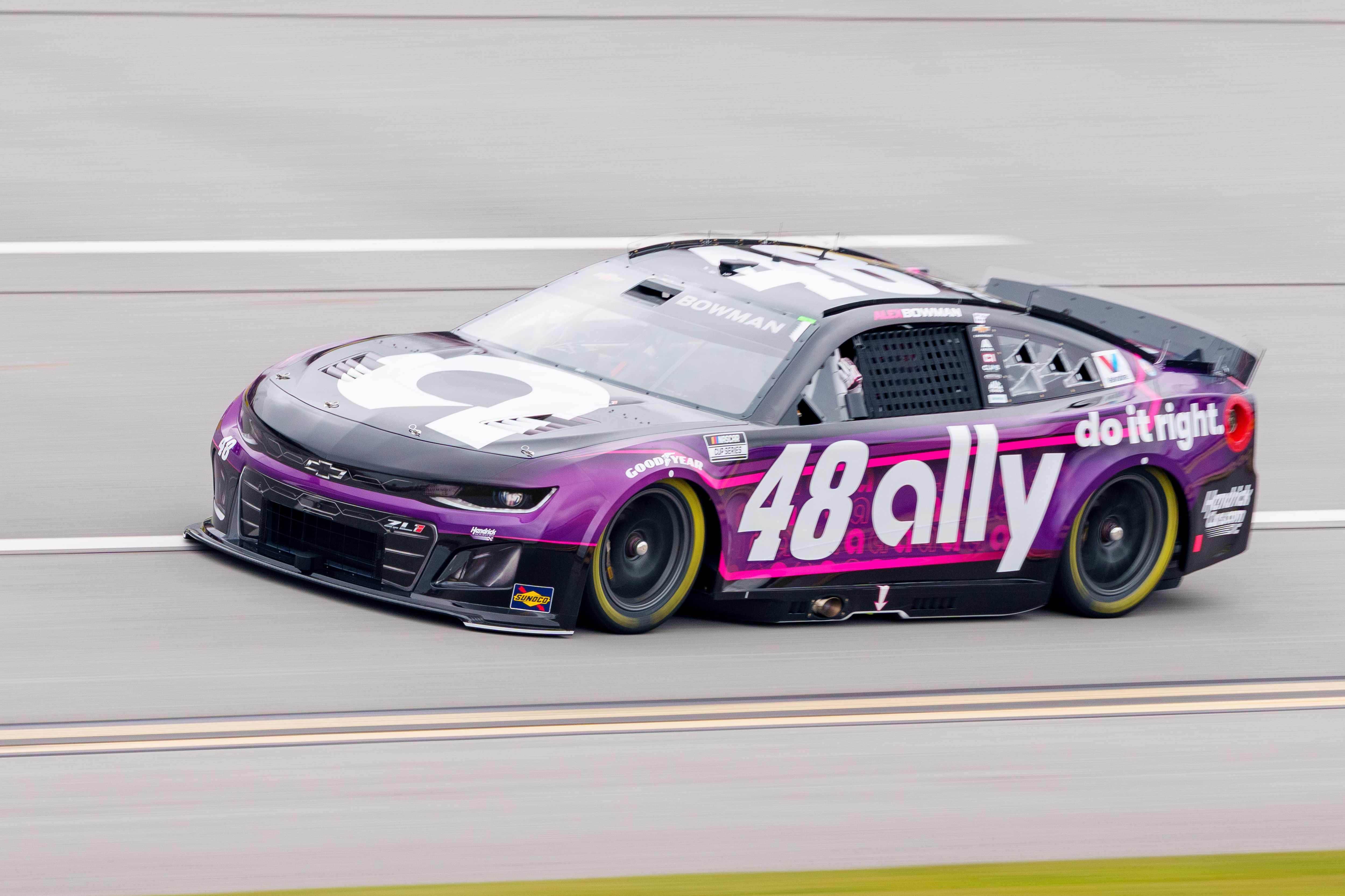 NASCAR Cup Series driver Alex Bowman (48) comes out of turn four during the General Tire 200 at Talladega Superspeedway - Source: Imagn