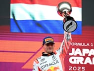 Race winner Max Verstappen of the Netherlands and Oracle Red Bull Racing lifts his trophy on the podium during the F1 Grand Prix of Japan at Suzuka Circuit on April 06, 2025 in Suzuka, Japan - Source: Getty