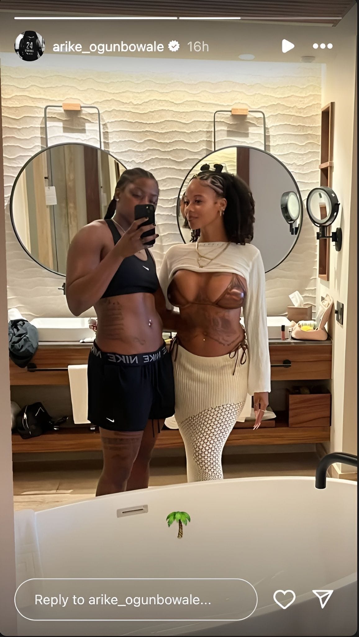 Arike Ogunbowale and fiancee Lala Ronay serve heat and love in latest intimate mirror selfie