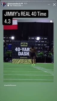 Deion Sanders Jr. posted a video showing Jimmy Horn Jr. timed at 4.3. - Source: Instagram/@deionsandersjr