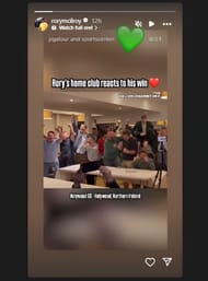 Screenshot of Rory's home club reacting to his win. Image via Instagram/@rorymcilroy