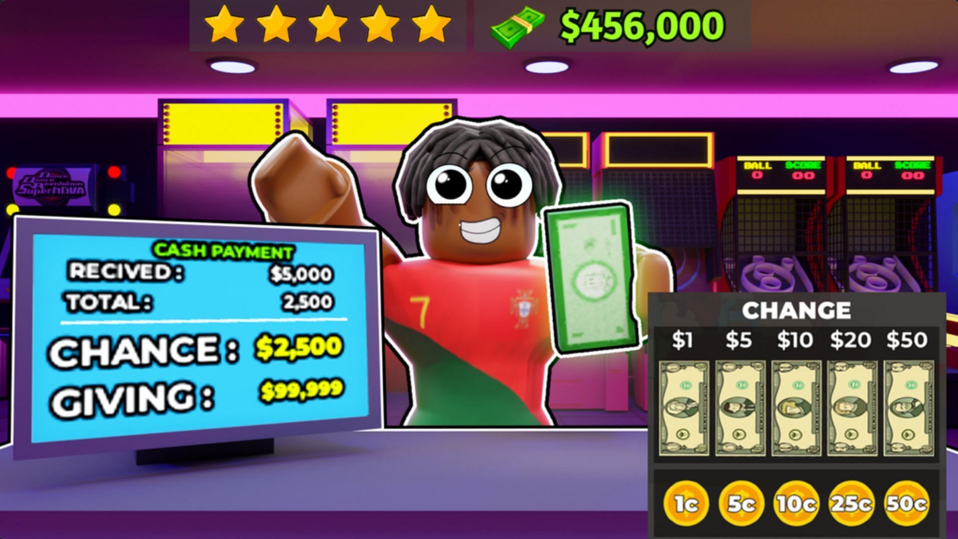 Manage your own arcade store and earn profits (Image via Roblox)
