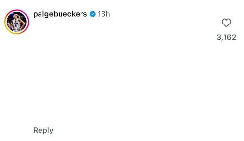 Paige Bueckers comments on Azzi Fudd's IG post
