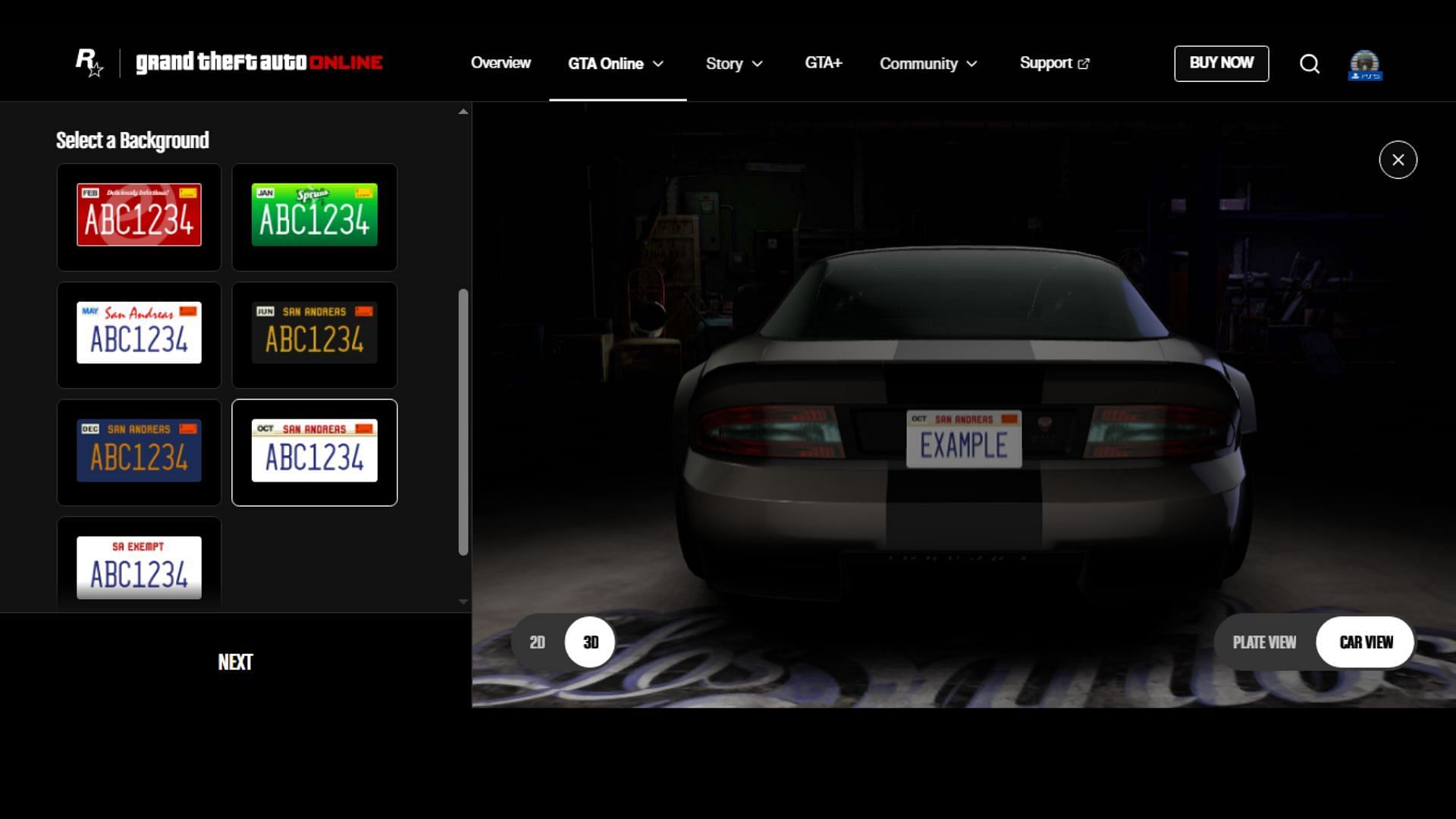 GTA Online License Plate Creator Car View option (Image via Rockstar Games)