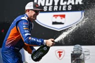 Scott Dixon celebrating at the St. Petersburg Grand Prix podium after securing a P2 finish - Source: Getty