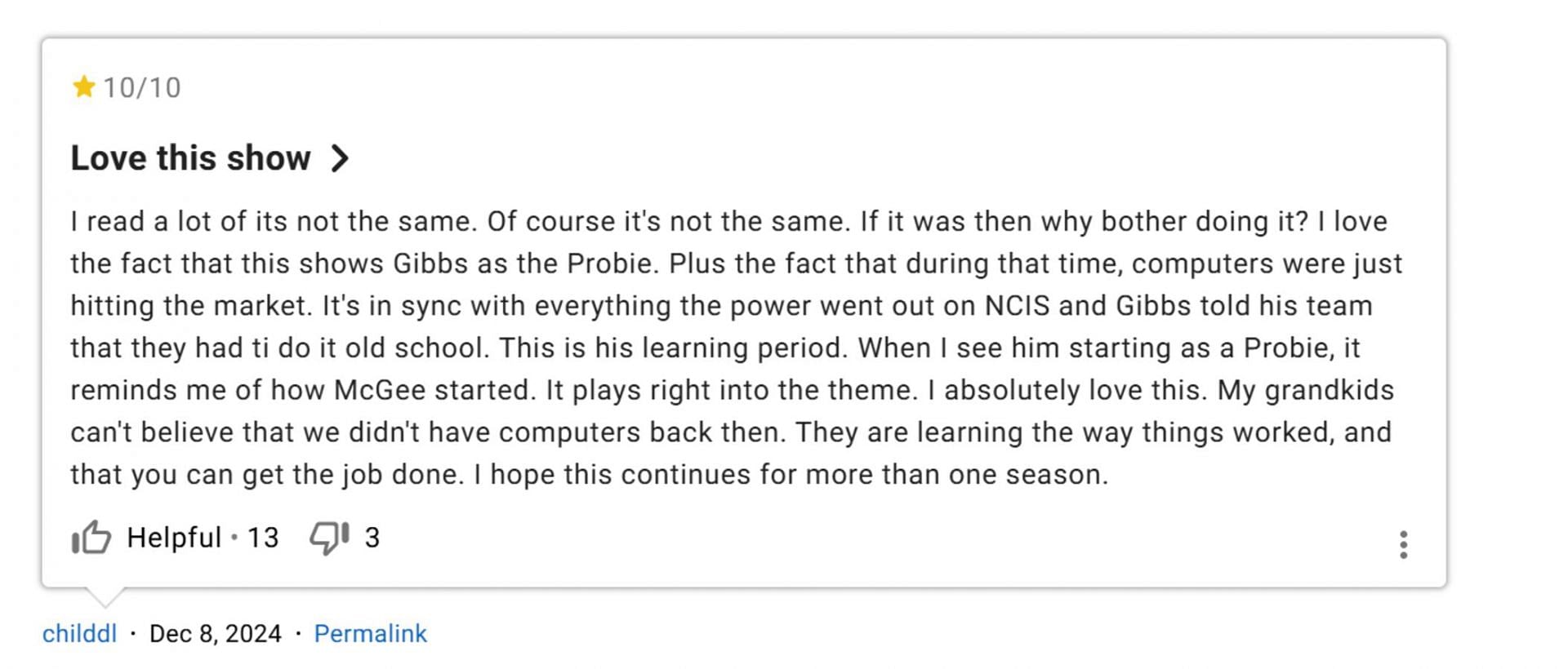Audience response to NCIS: Origins (Image via IMDb)