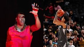 $20,000,000 worth rap legend Busta Rhymes reacts as Kiyan Anthony and dad Carmelo Anthony collaborate for a photoshoot