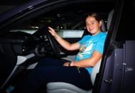 Ostapenko during the pre-match festivities in the Porsche Tennis Grand Prix 2025 - Source: Getty