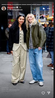 Azzi Fudd and Paige Bueckers pose together on Brittany Hampton's IG story. Image via @bhampton